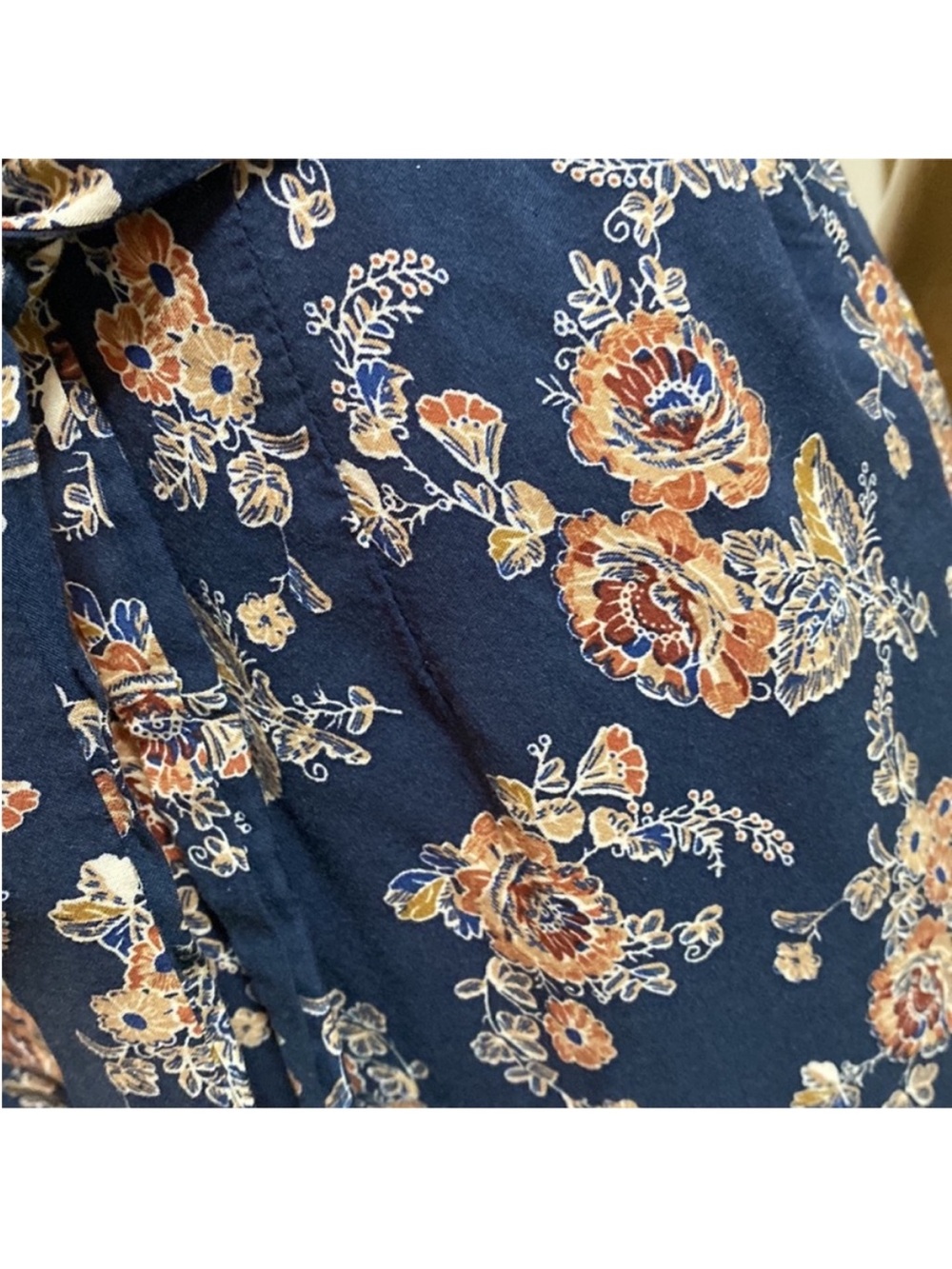 VICI Floral Wide Leg Jumpsuit Navy Blue Boho Wrap Tie Size M - Picture 8 of 8